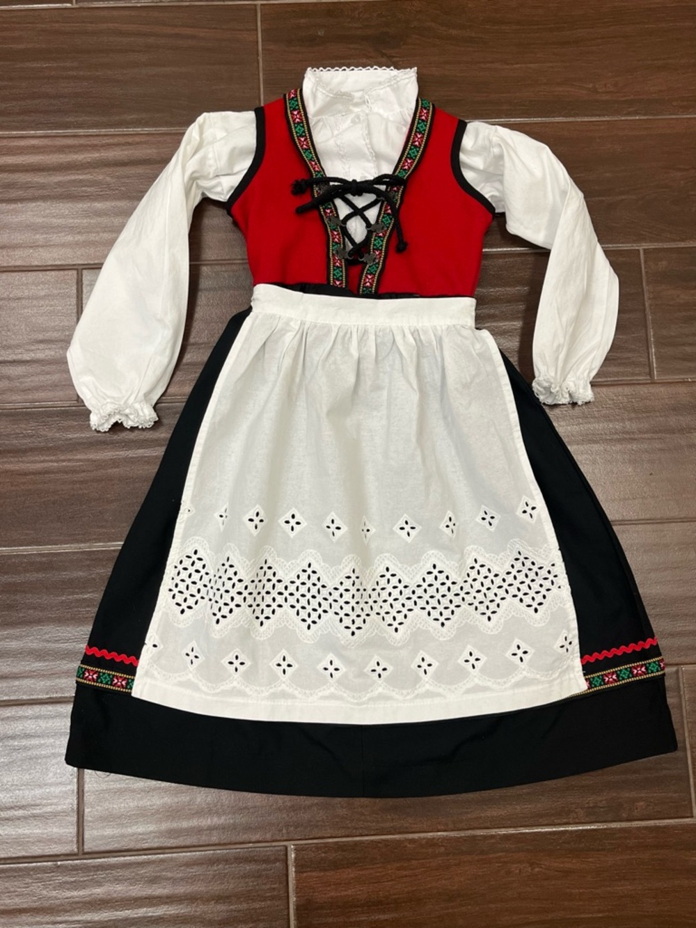 Norwegian Girls Bunad  Festive Dress Top Apron Size 110, US 4T/5T